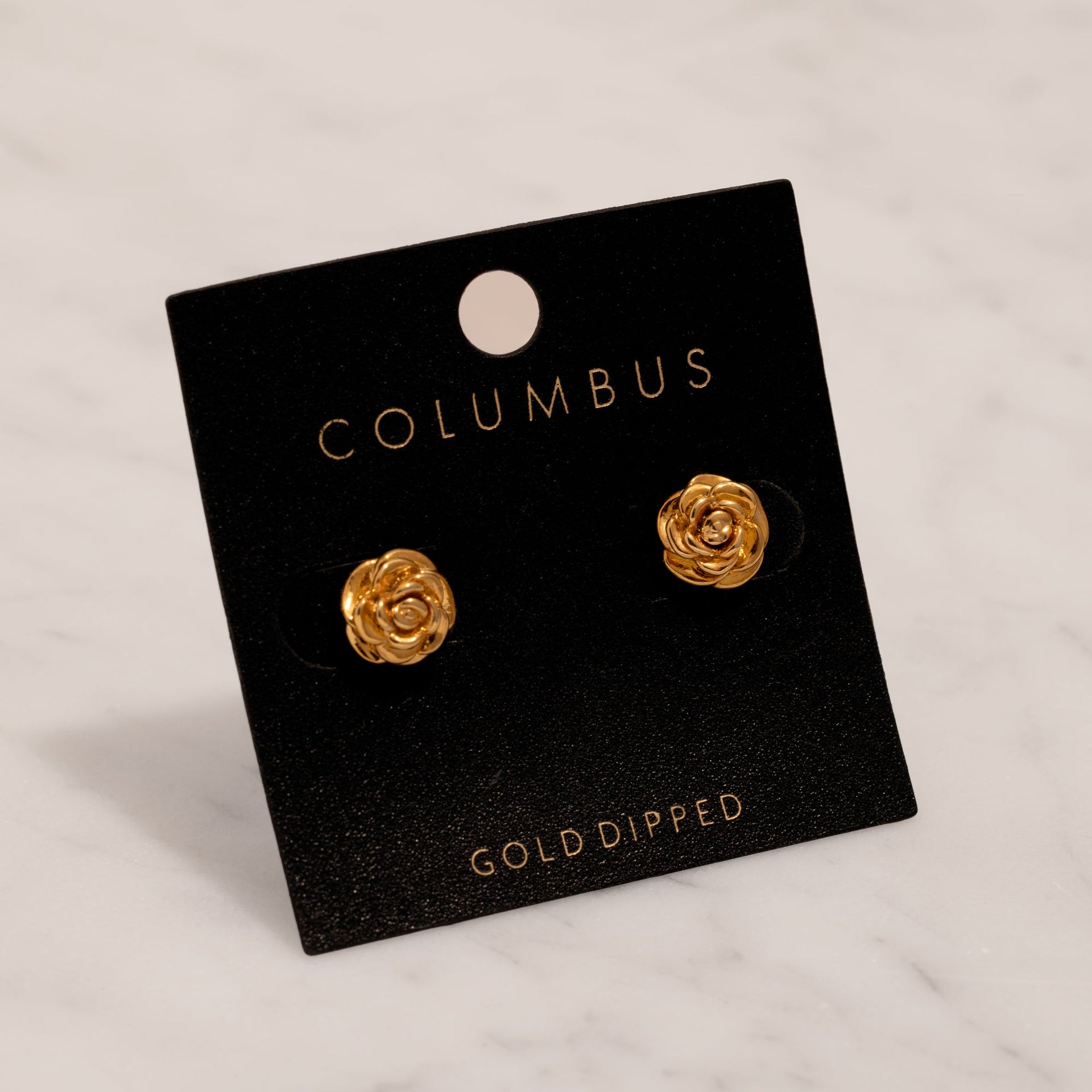 18K Gold Dipped Rose Stud Earrings