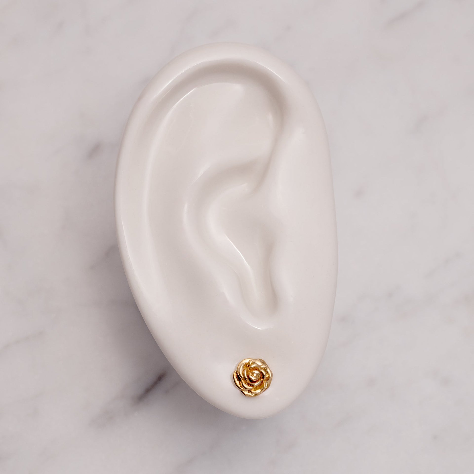 18K Gold Dipped Rose Stud Earrings