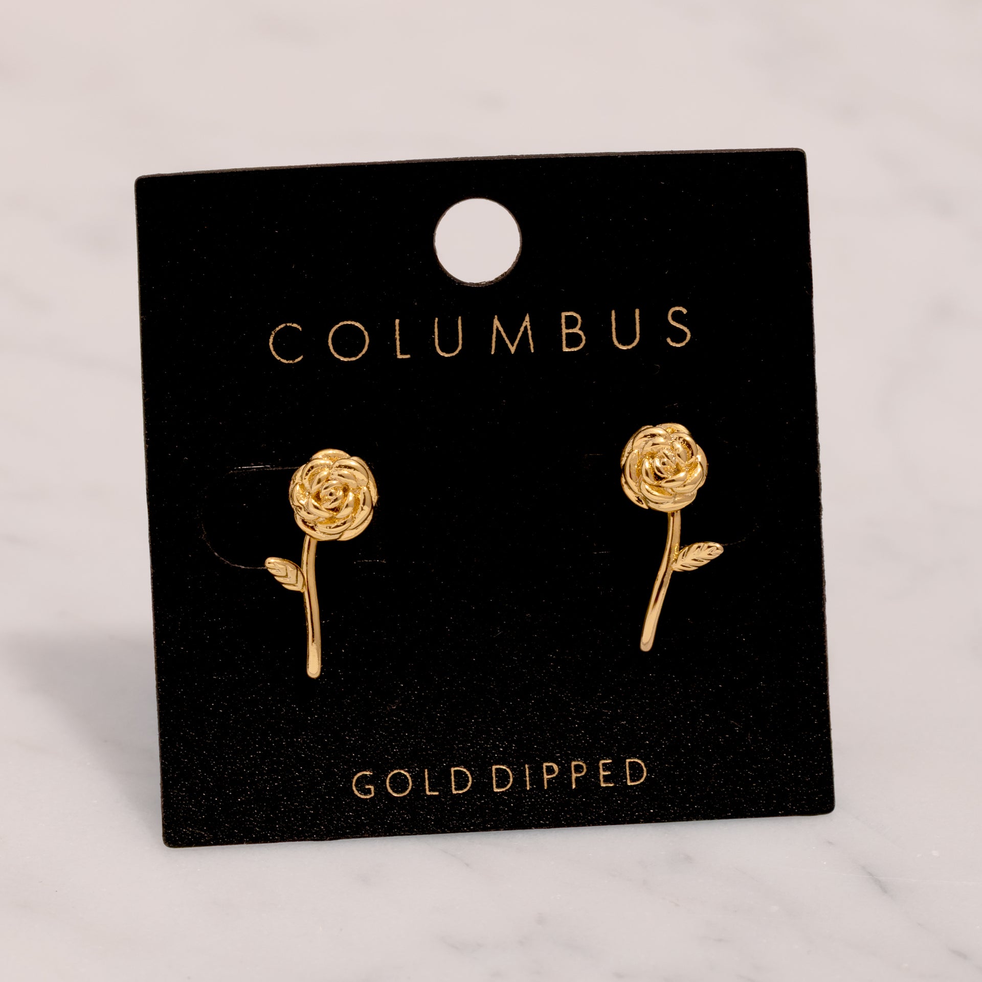 18K Gold Dipped Rose Stud Earrings