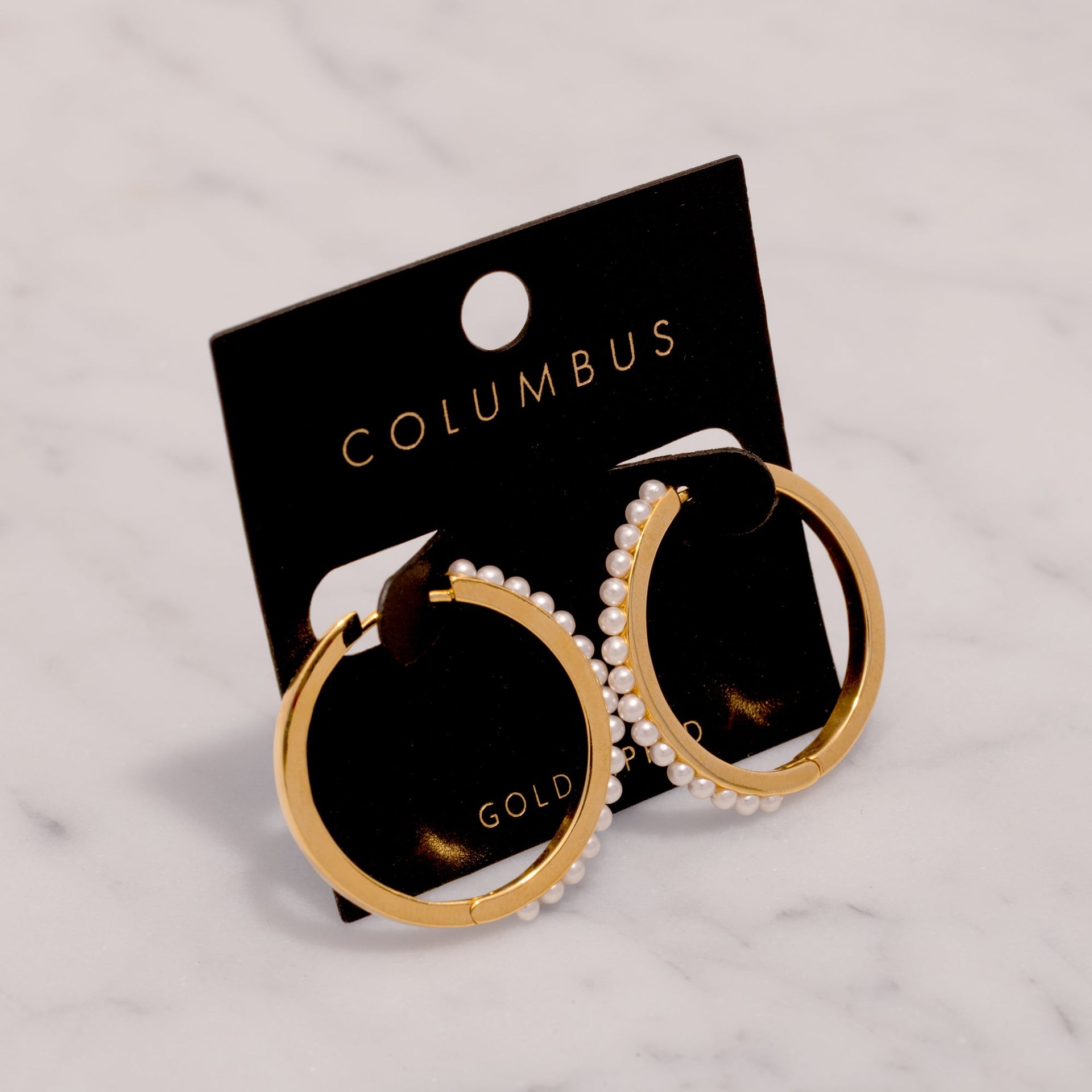 18K Gold Dipped Pearl Huggie Hoop Earrings