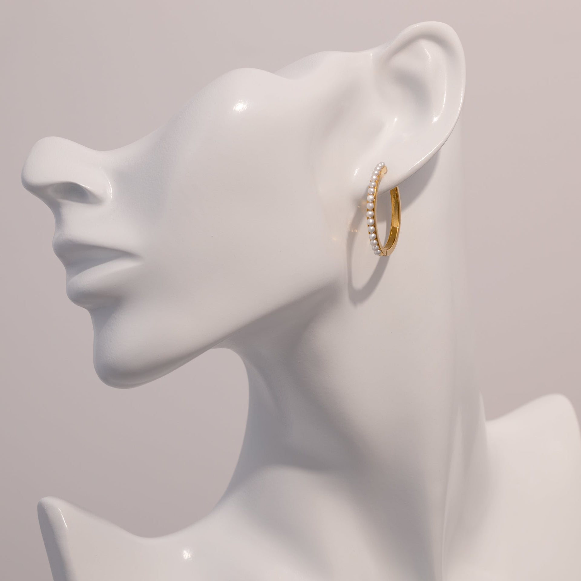 18K Gold Dipped Pearl Huggie Hoop Earrings