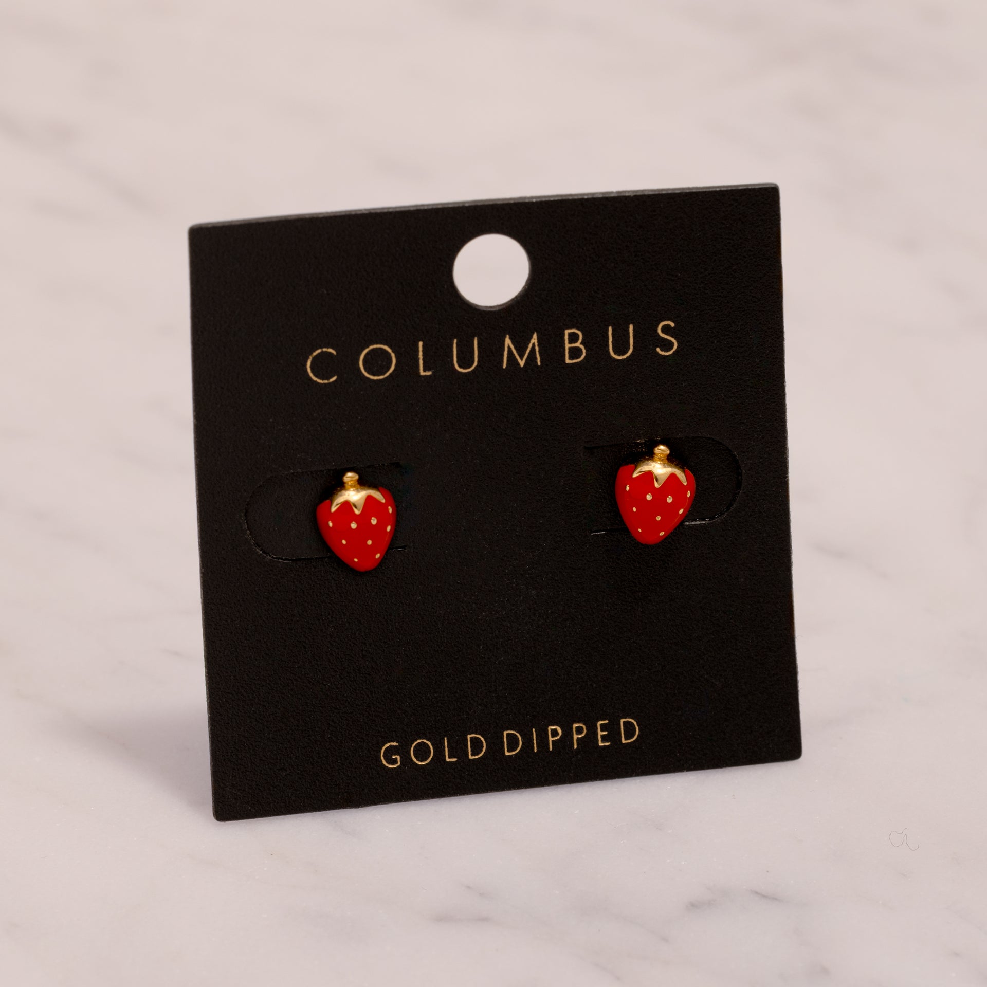 18K Gold Dipped Red Strawberry Stud Earrings