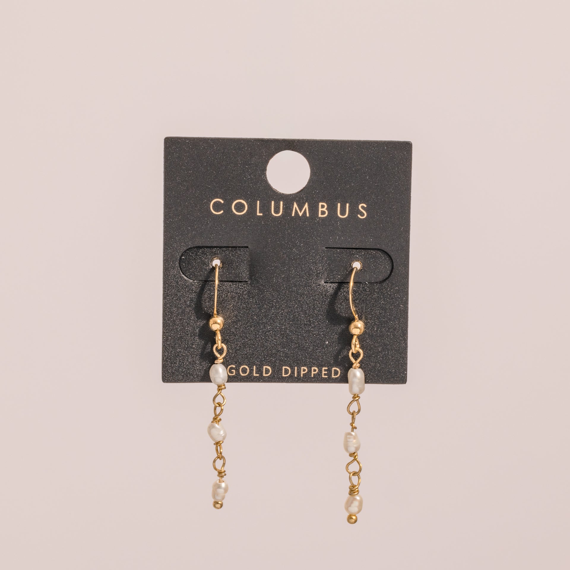 18K Gold Dipped Pearl Chain Drop Earrings