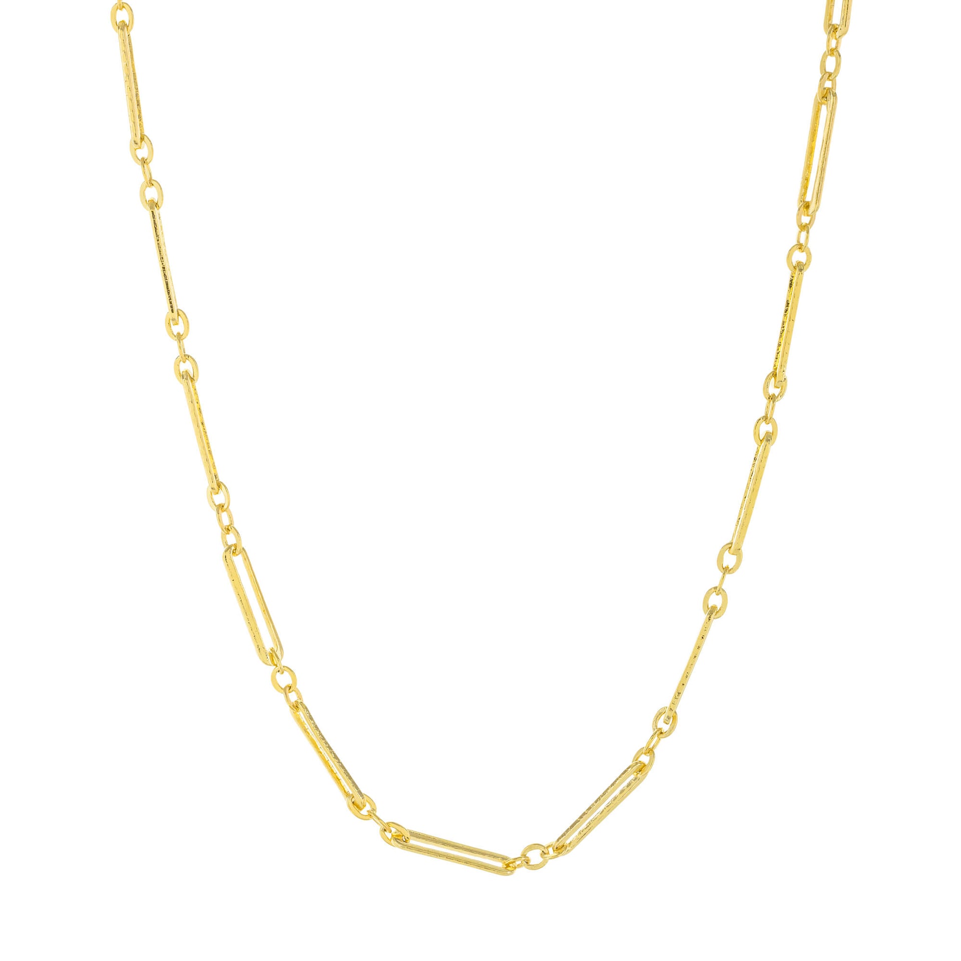 18K Gold Dipped Paperclip Figaro Chain Necklace