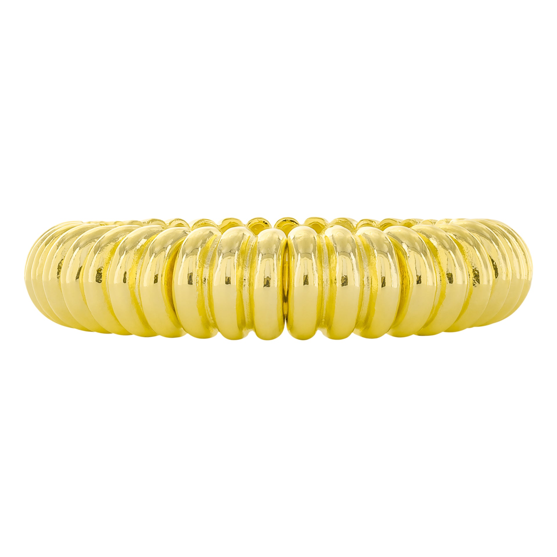18K Gold Dipped Ribbed Texture Stretch Bracelet