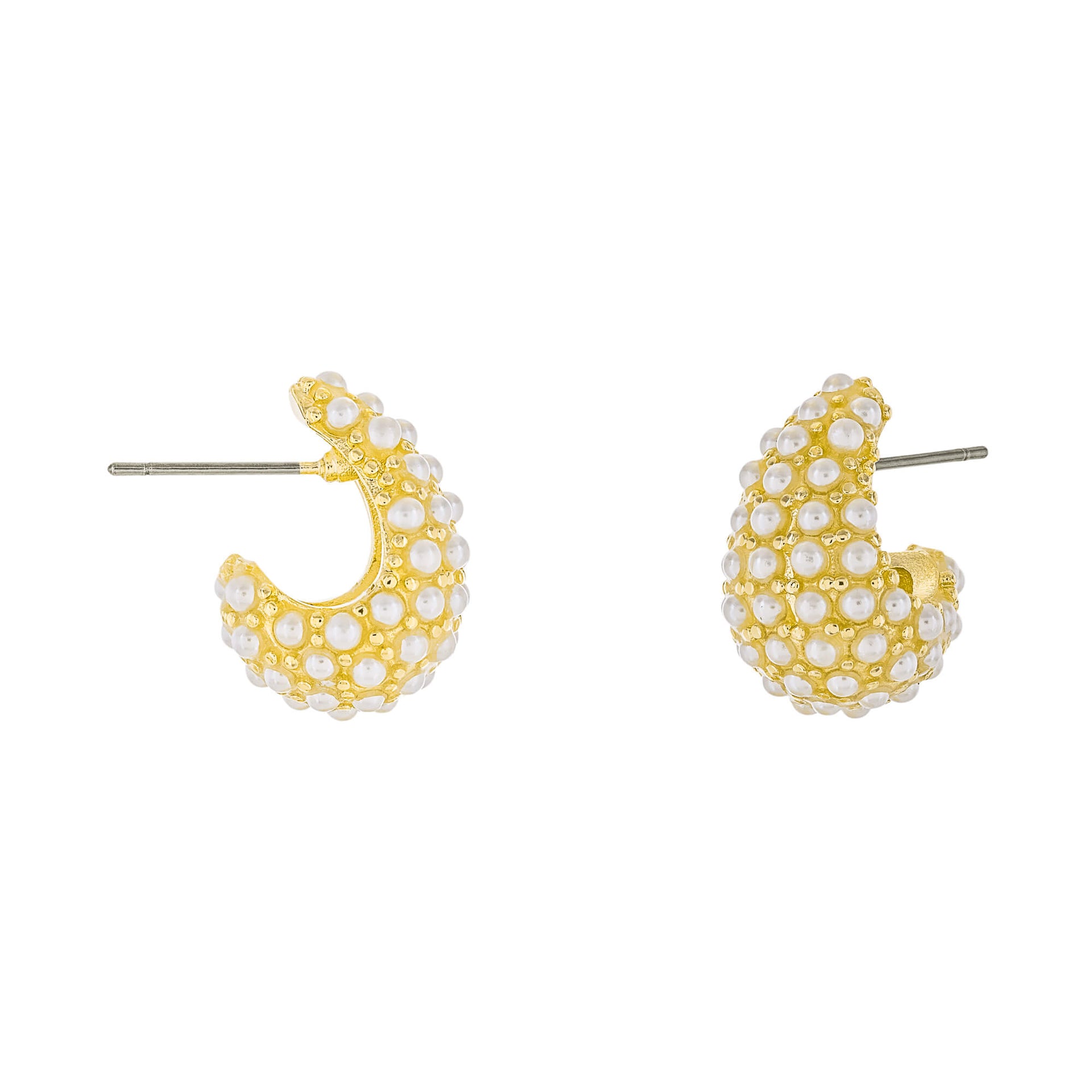 18K Gold Dipped Pearl Studded Tapered Teardrop Earrings