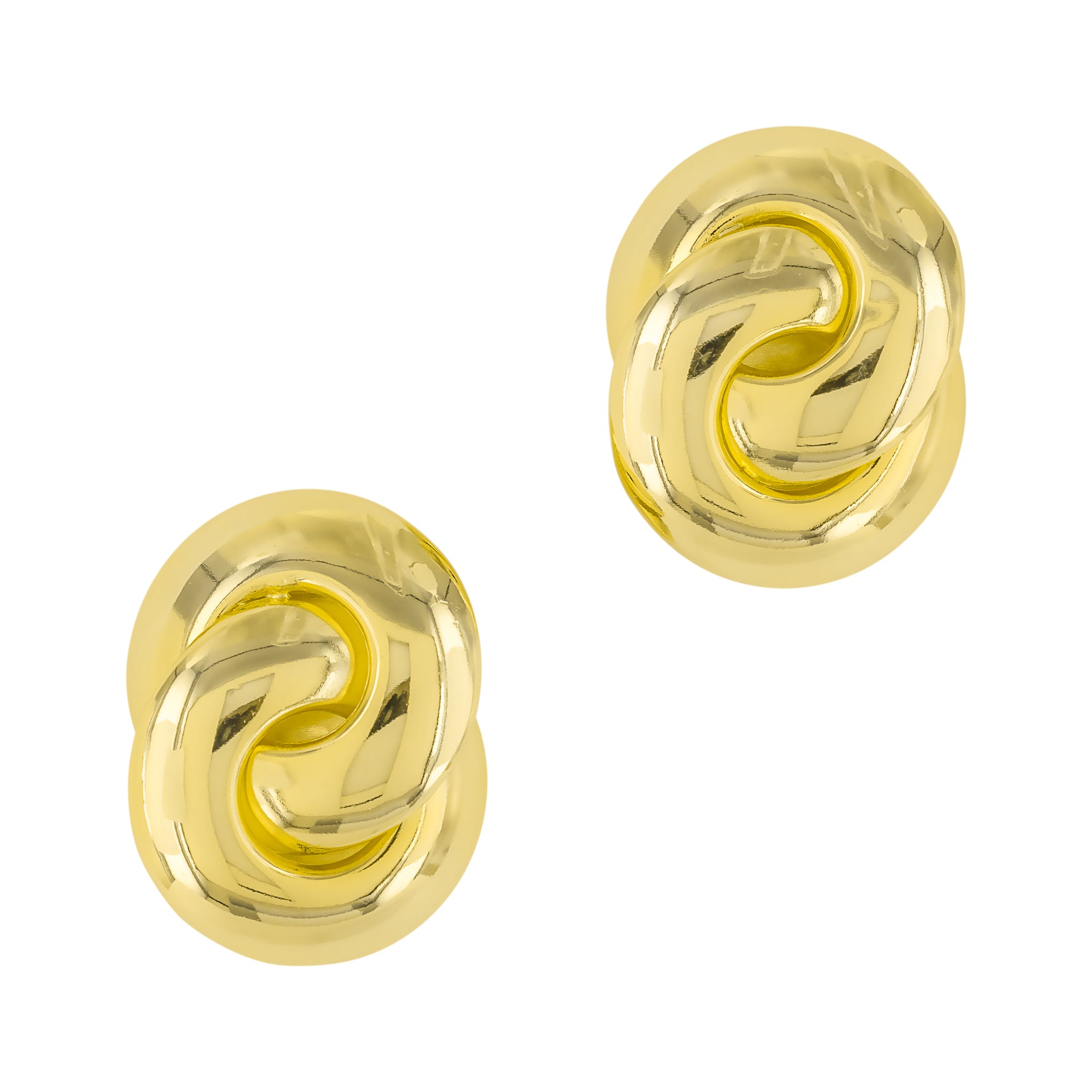 18K Gold Dipped Round Link Stud Earrings