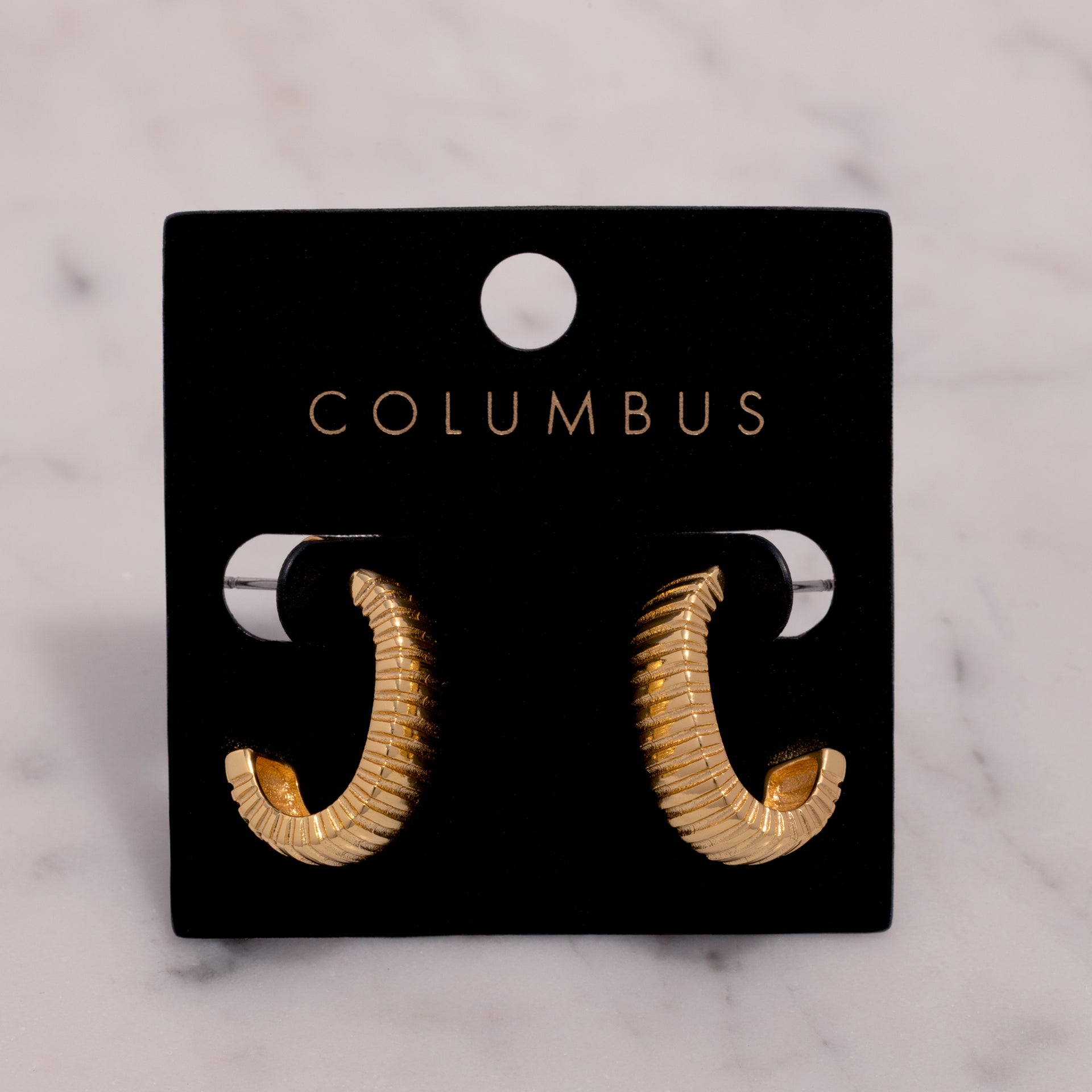 18K Gold Dipped Ribbed Hoop Earring