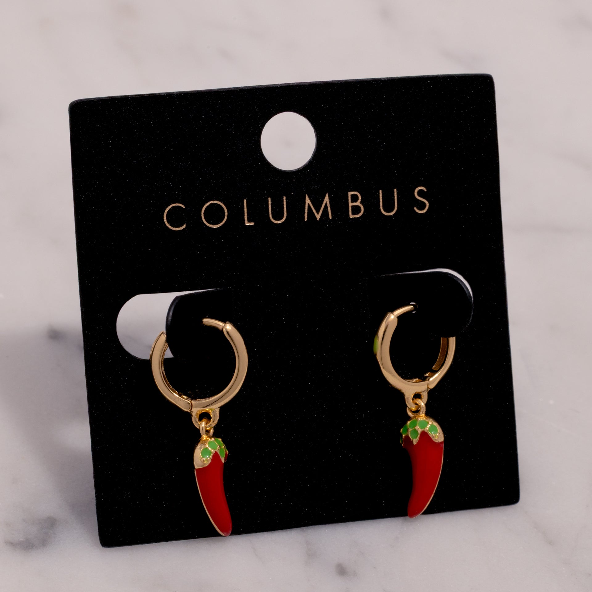 18K Gold Dipped Pepper Huggie Earrings with CZ