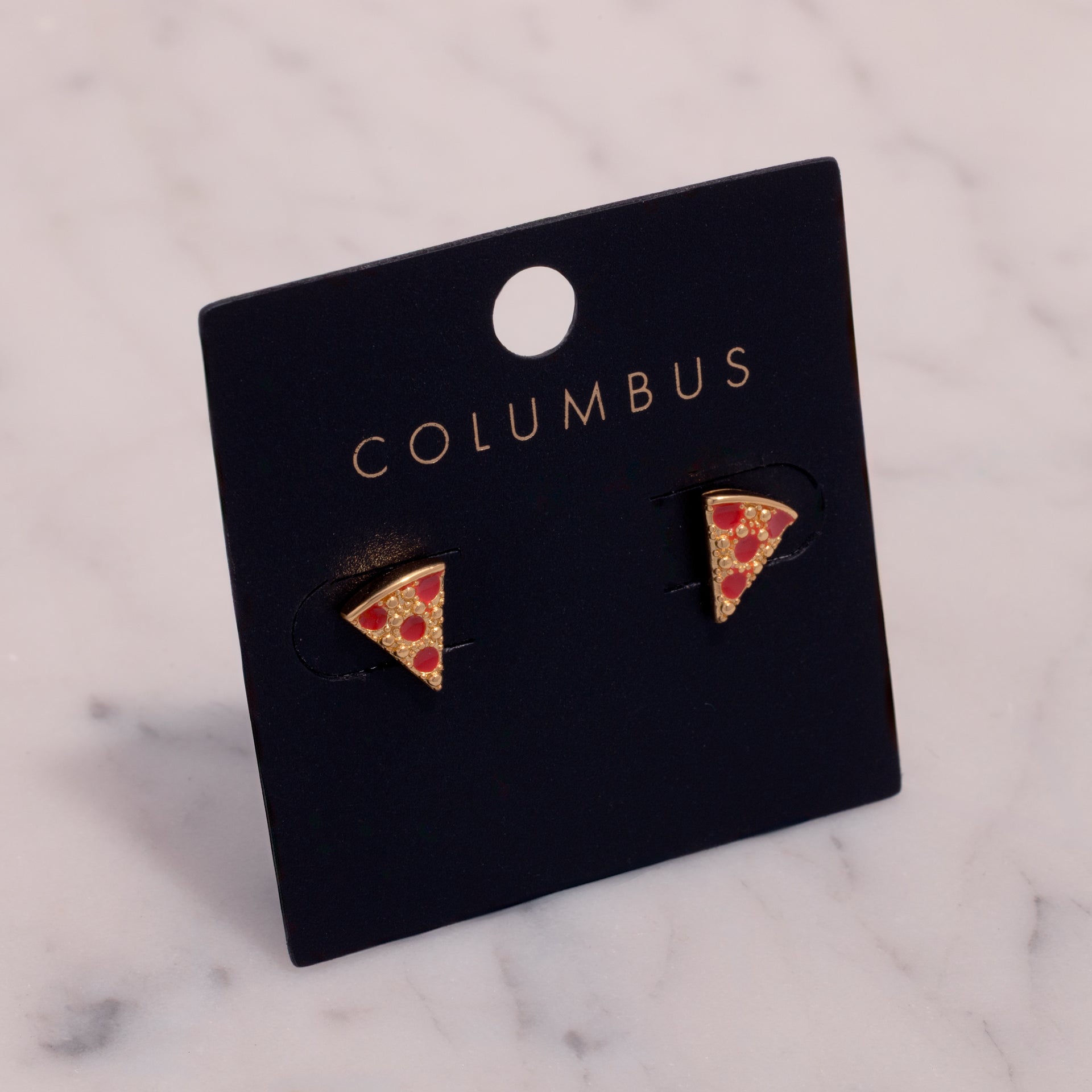 18K Gold Dipped Pizza Stud Earrings