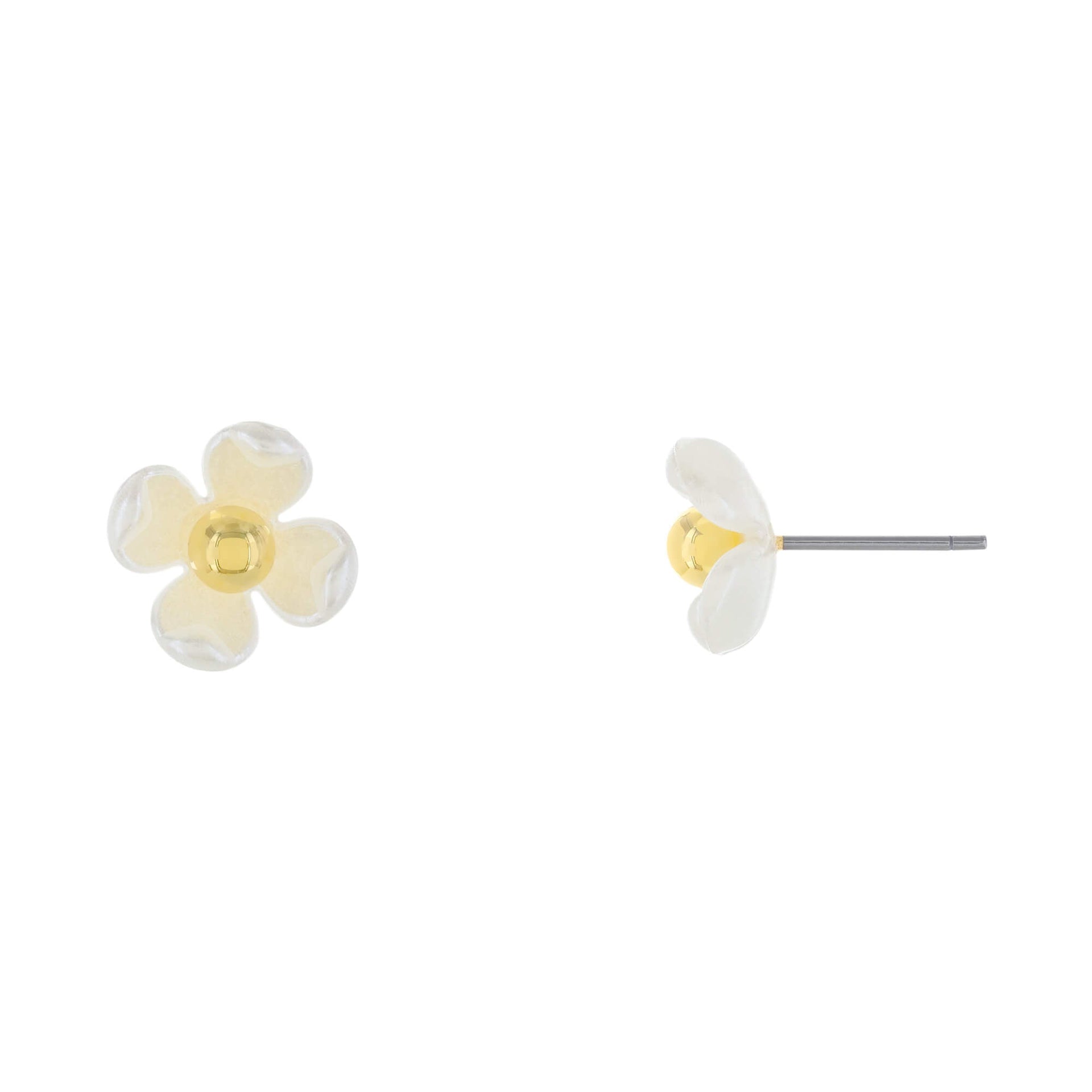 18K Gold Dipped Pearl Flower Stud Post Earrings