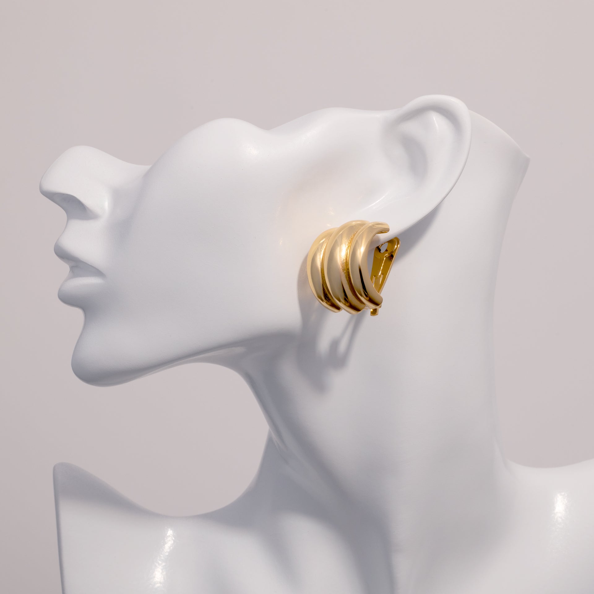 18K Gold Dipped Ribbed Statement Post Earrings