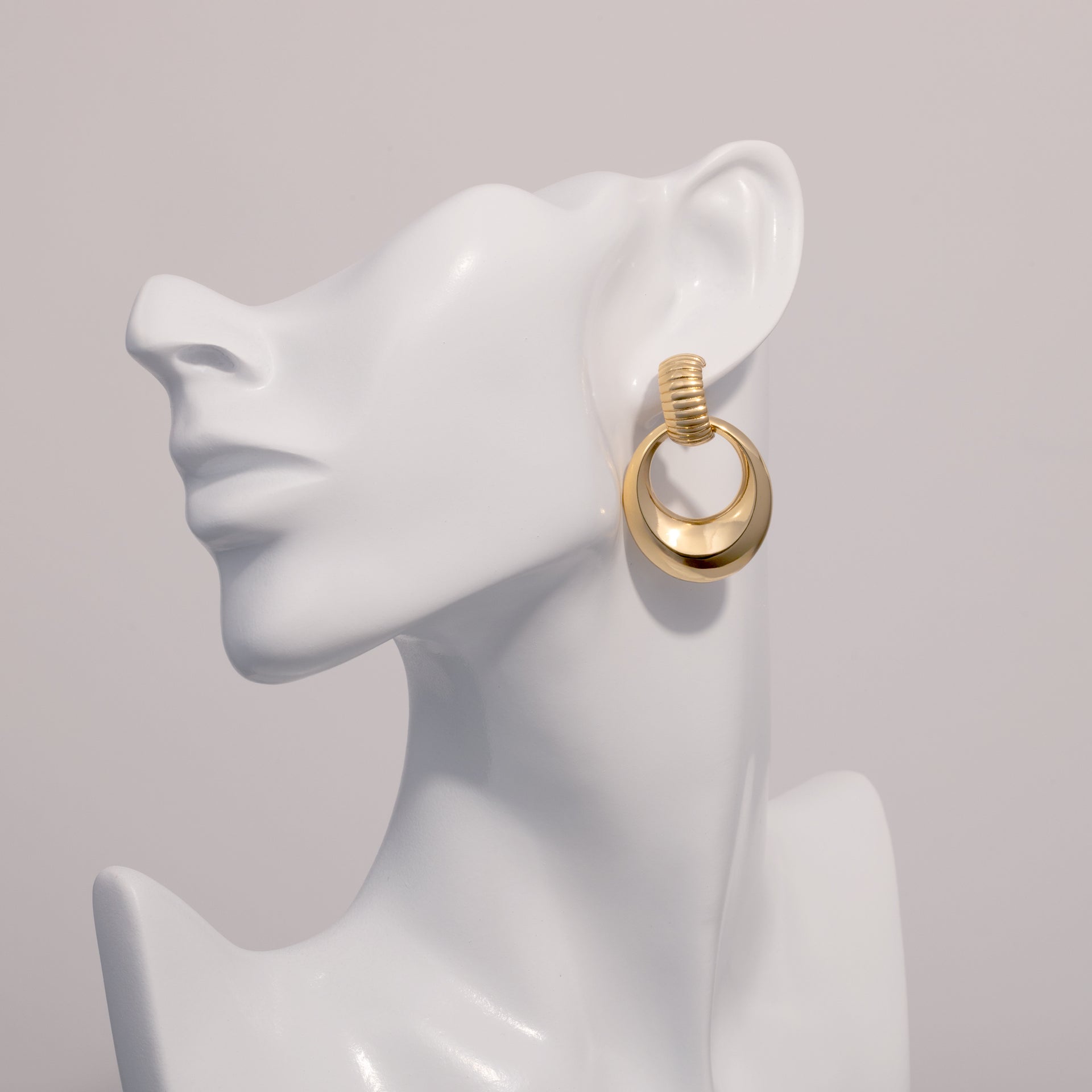 18K Gold Dipped Ribbed Drop Post Earrings