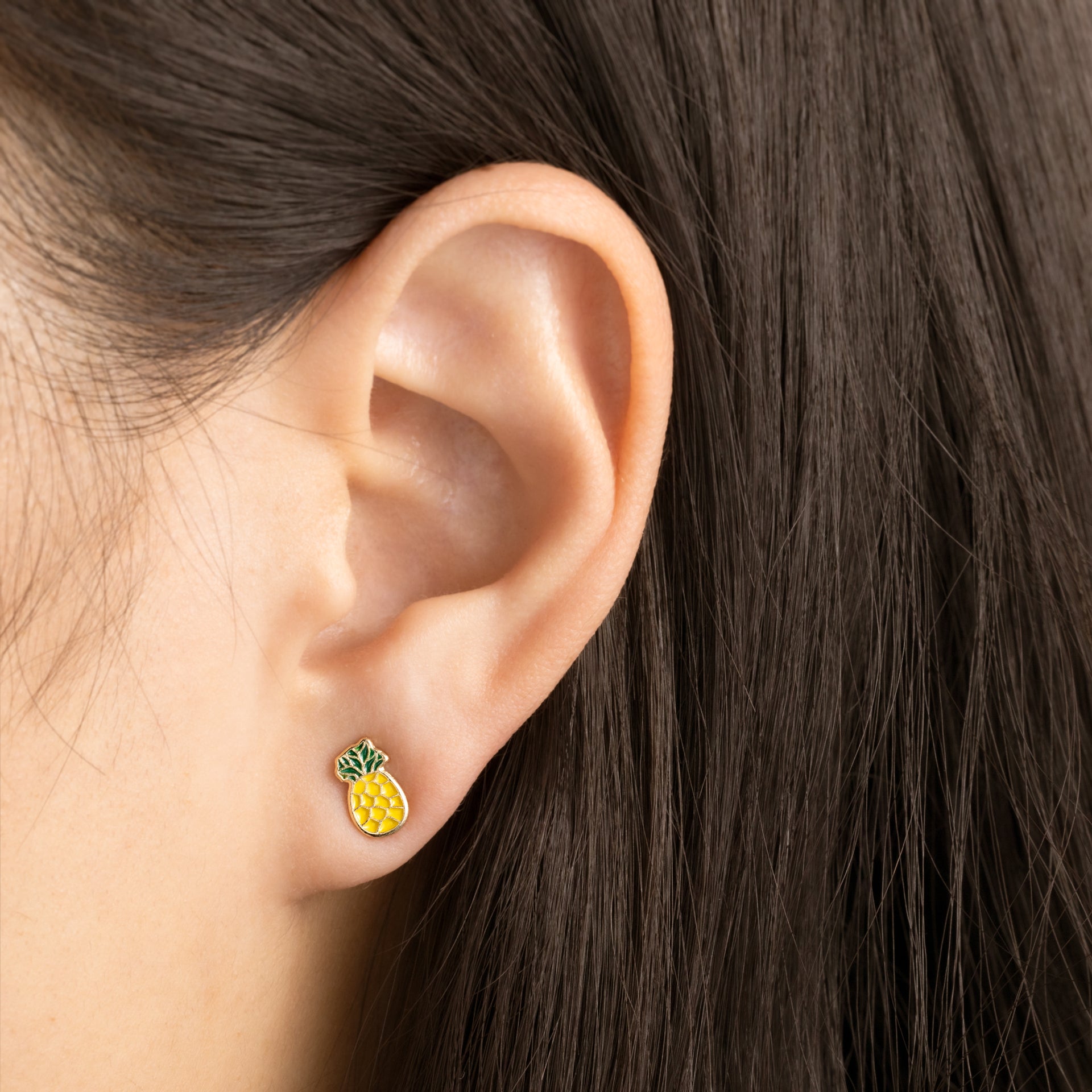 18K Gold Dipped Pineapple Stud Earrings