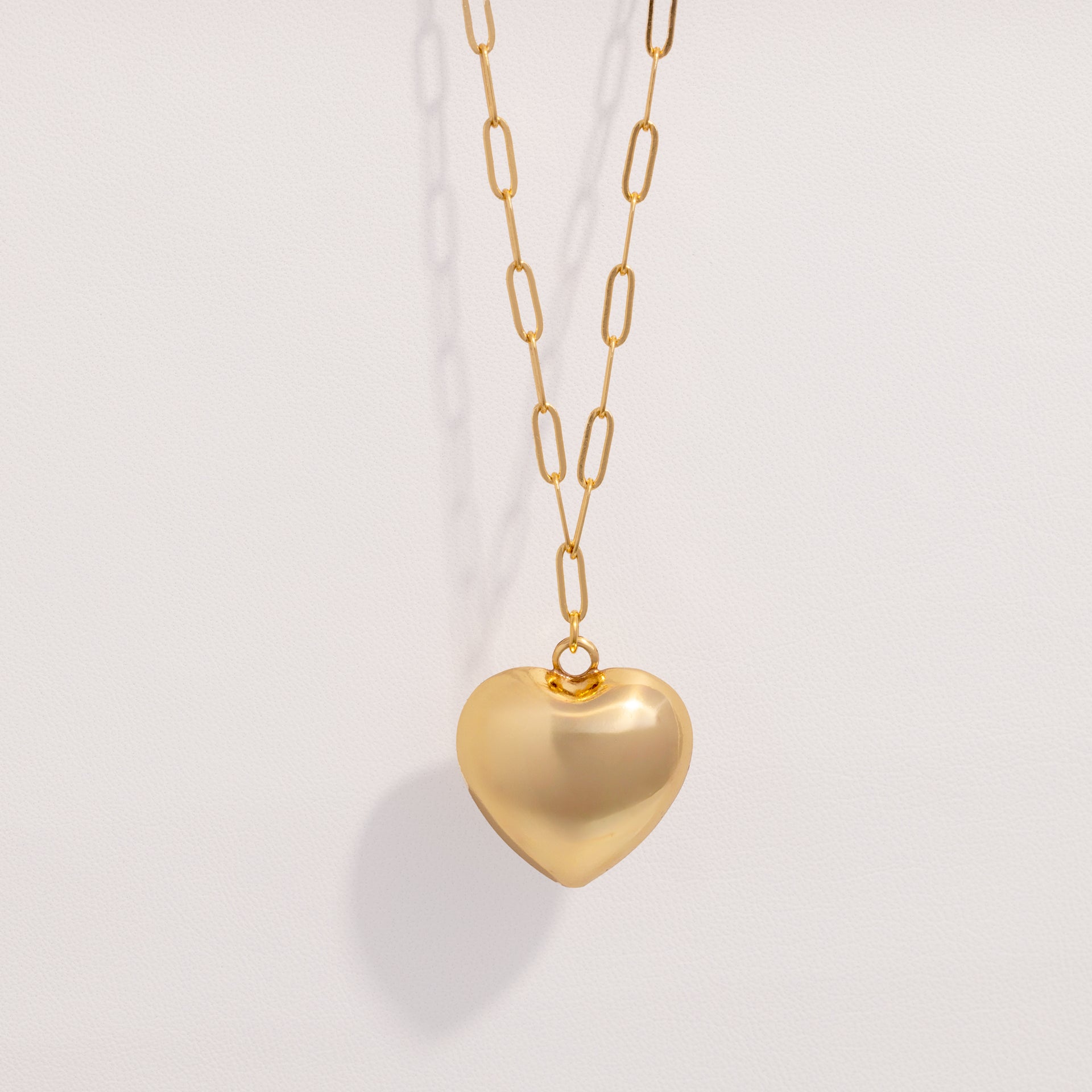 18K Gold Dipped Puffy Heart Link Chain Necklace