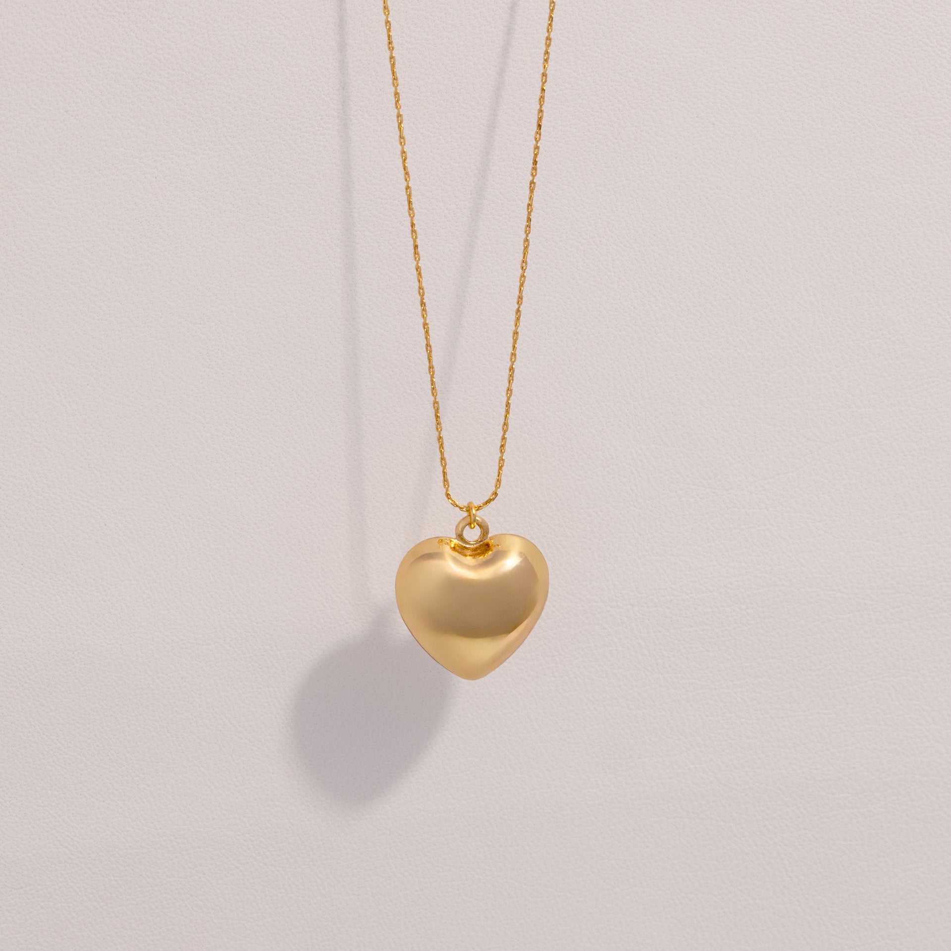 18K Gold Dipped Puffy Heart Chain Necklace