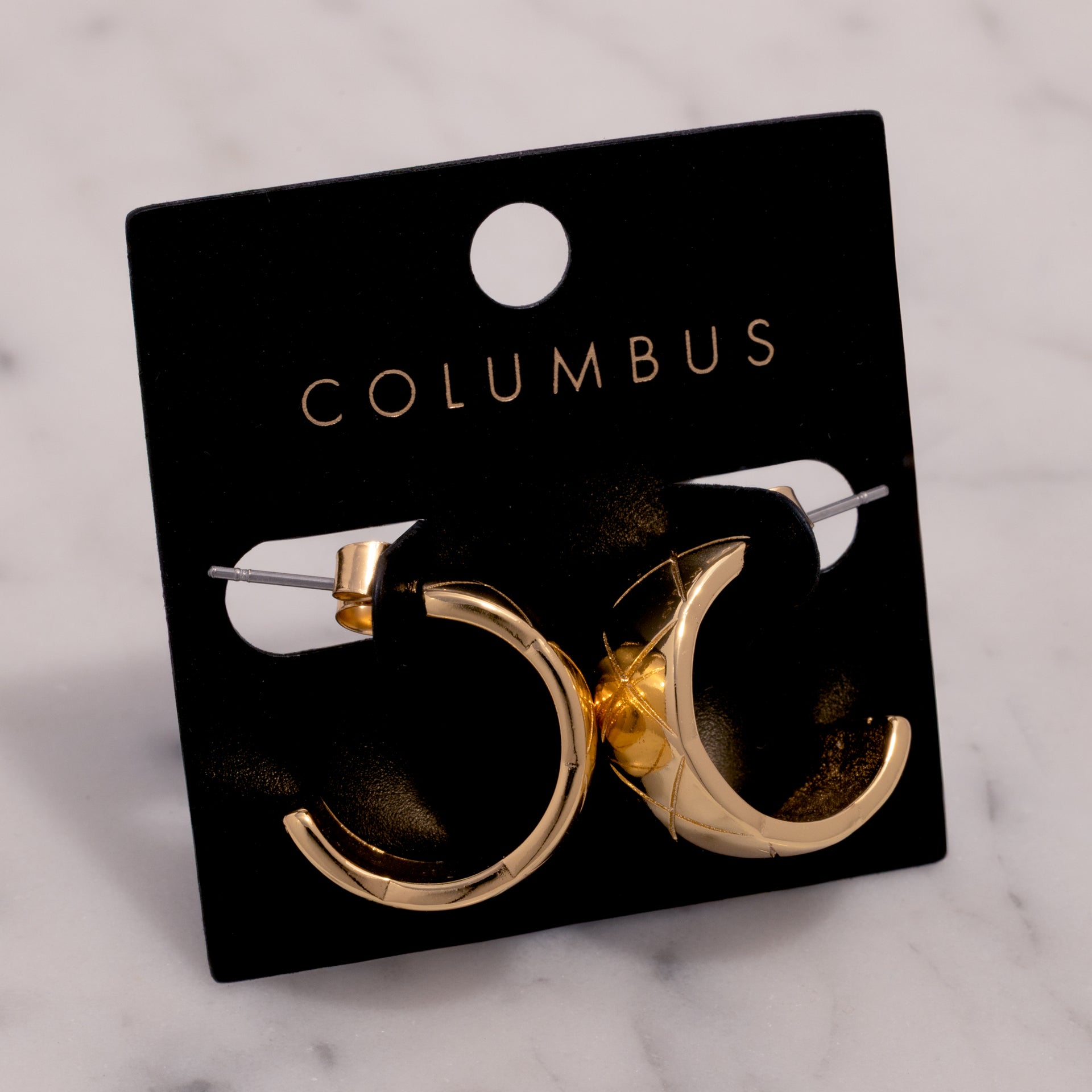 18K Gold Dipped Quilt Texture Post Earrings