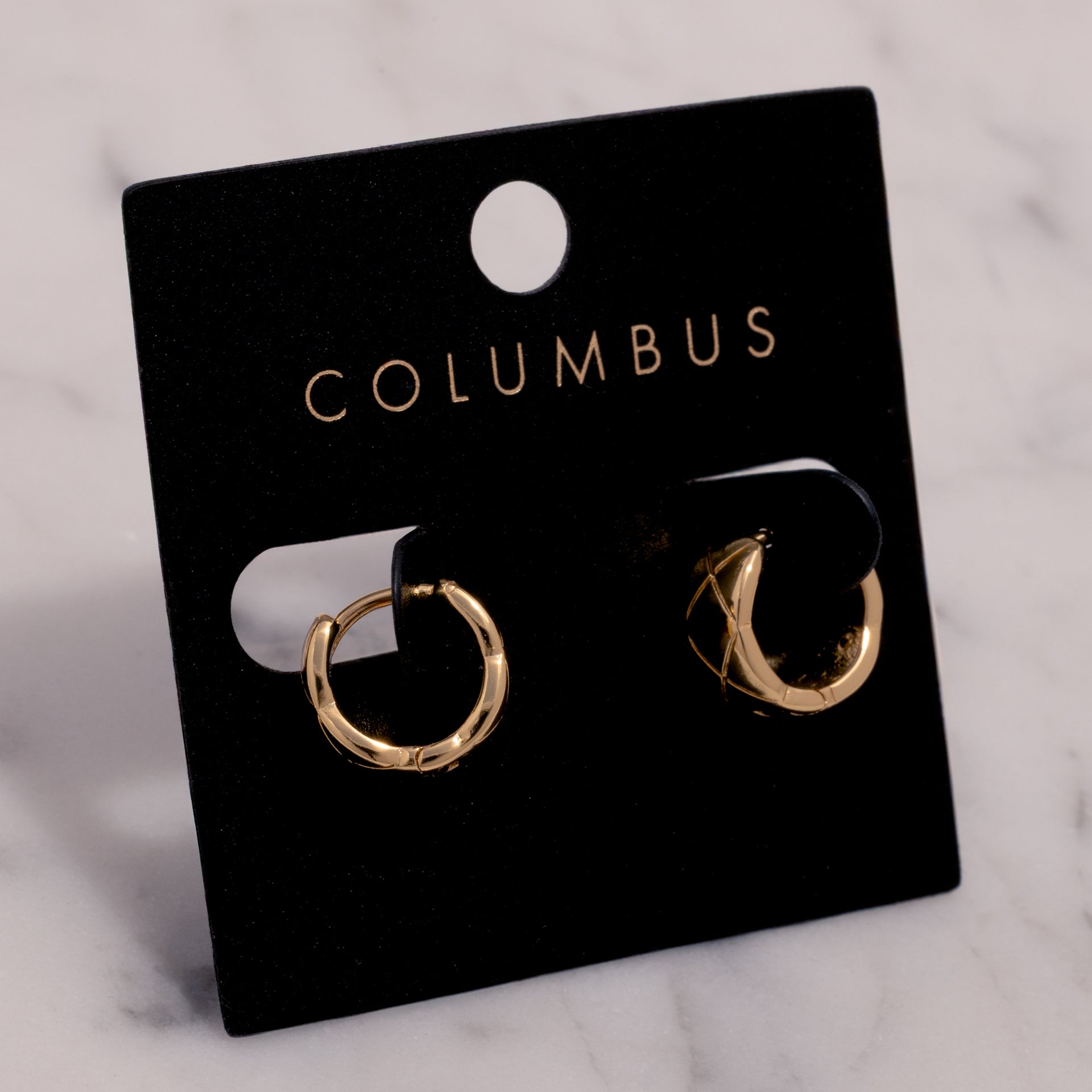 18K Gold Dipped Quilt Texture Huggie Earrings